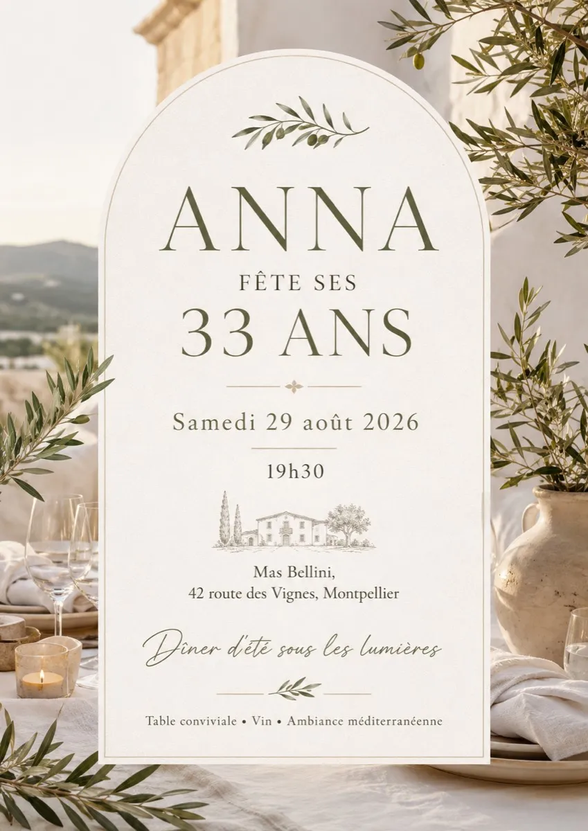 Faire-part anniversaire Bastide à personnaliser