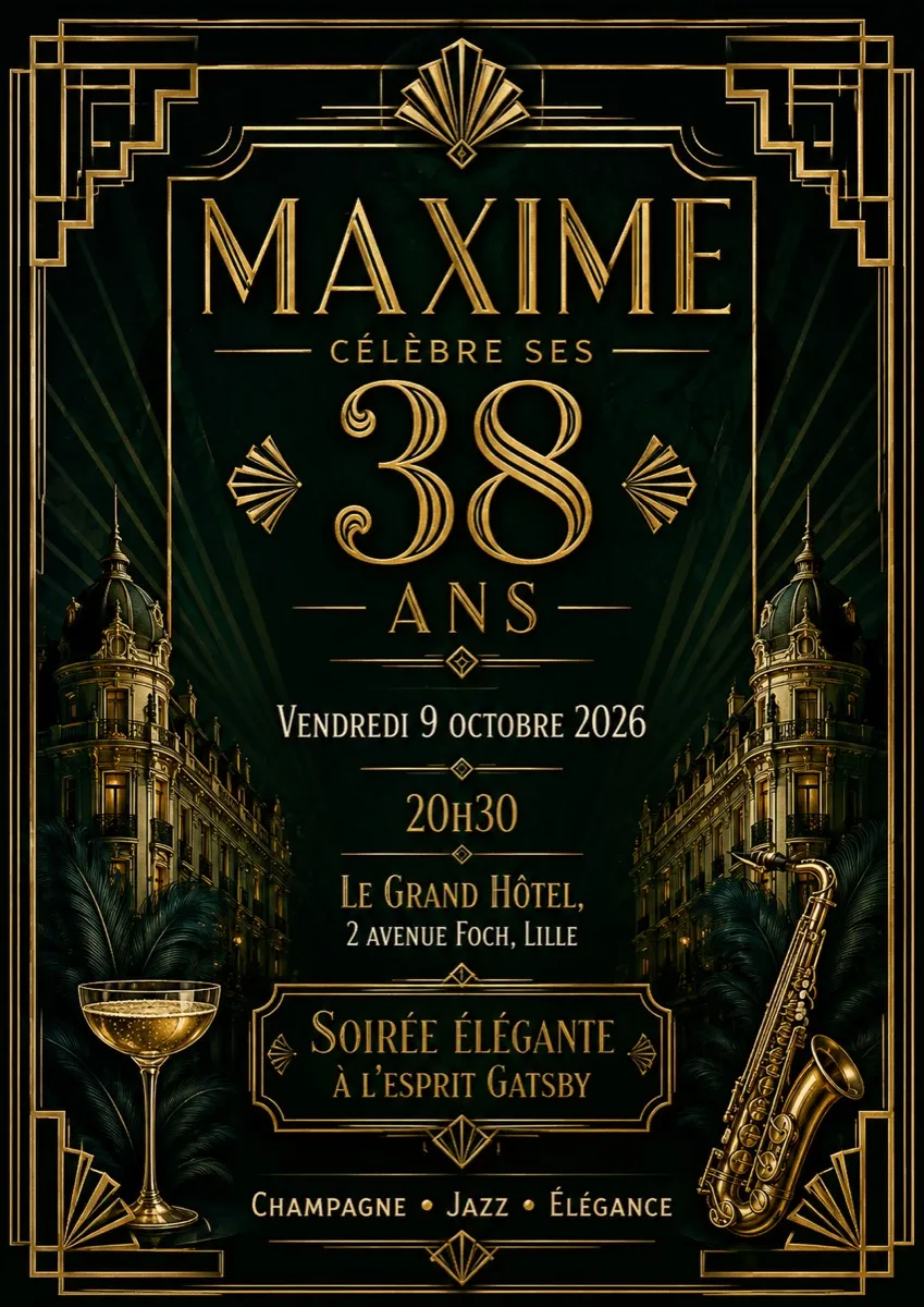 Faire-part anniversaire Années Folles à personnaliser