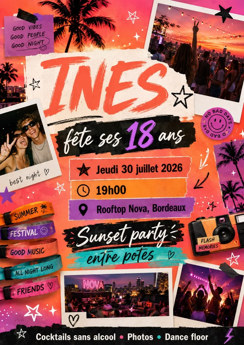 Faire-part anniversaire Heure Dorée à personnaliser