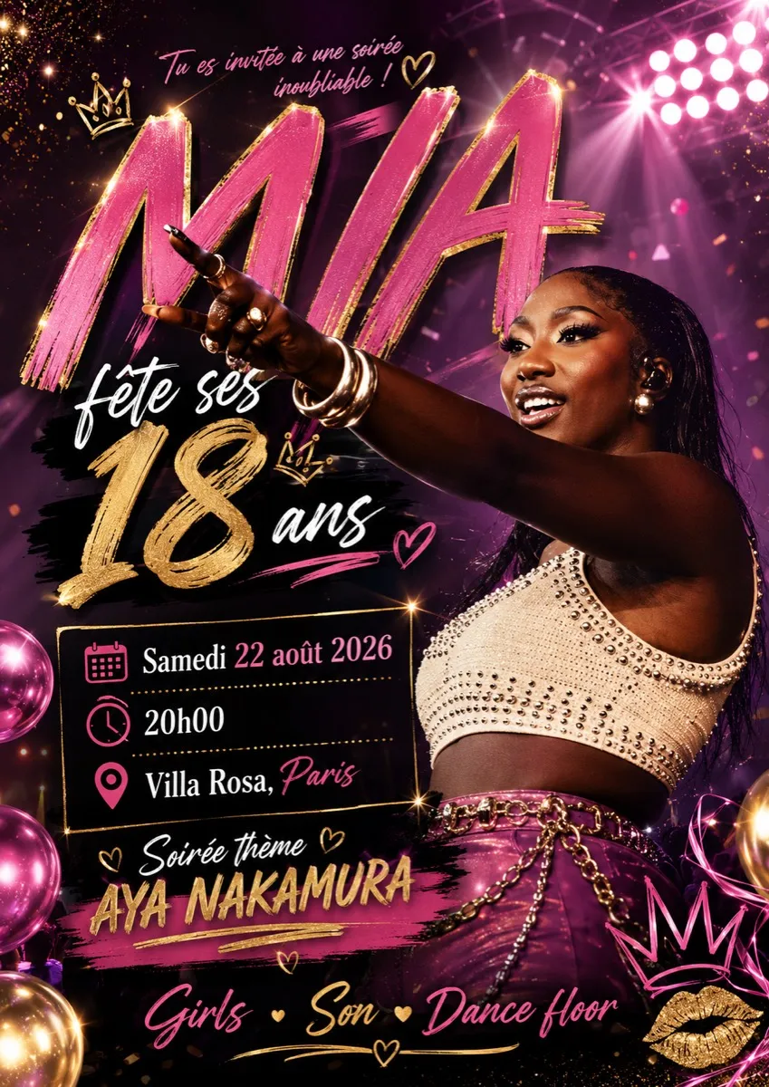 Faire-part anniversaire Diva d'Or à personnaliser
