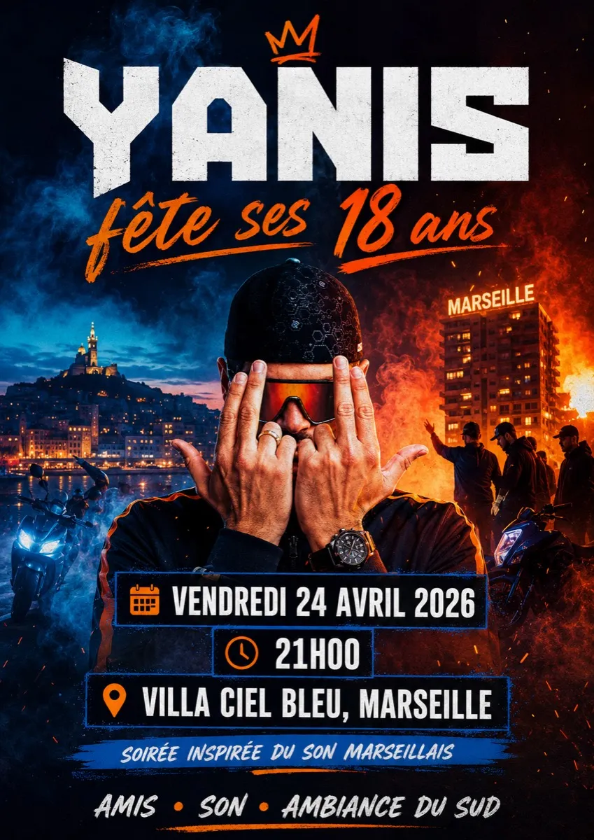 Faire-part anniversaire Minuit Marseille à personnaliser