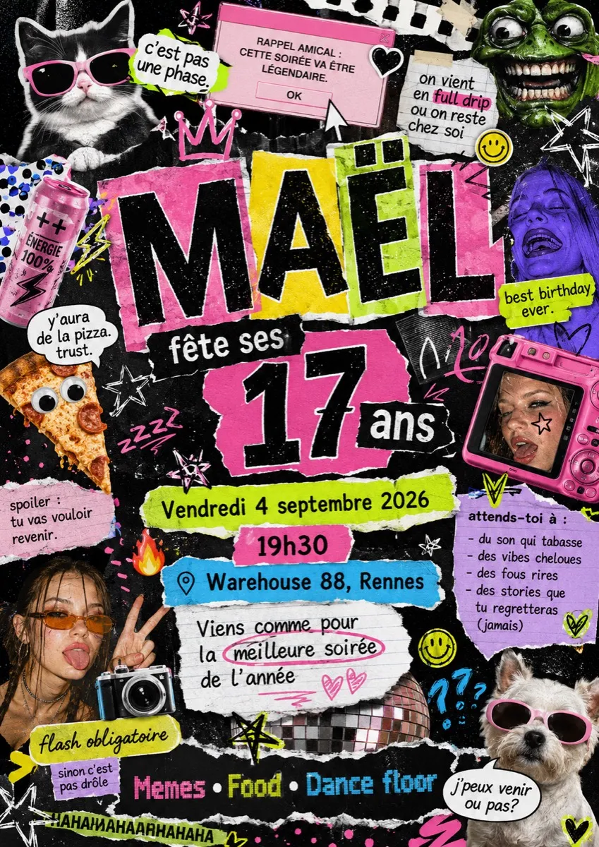 Faire-part anniversaire Affiche Sauvage à personnaliser