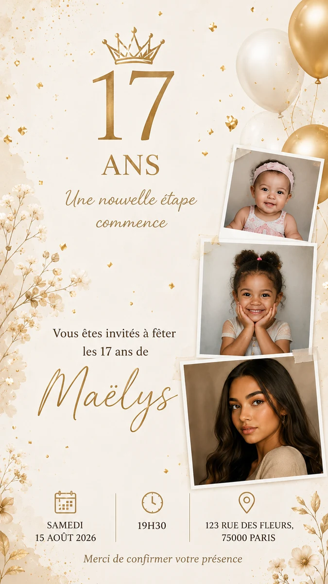 Faire-part anniversaire Couronne à personnaliser