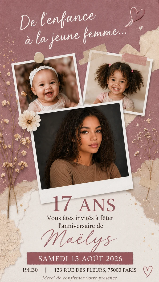 Faire-part anniversaire Herbier à personnaliser