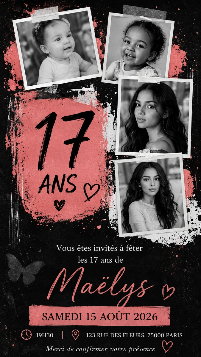 Faire-part anniversaire Encre à personnaliser