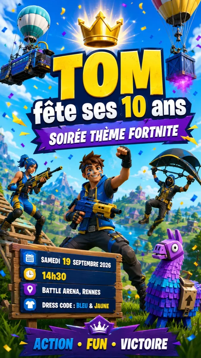Faire-part anniversaire Couronne d'Or à personnaliser