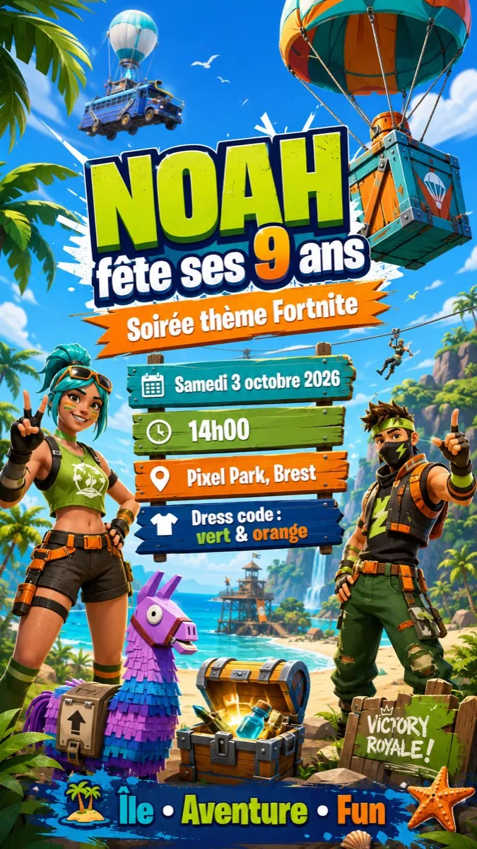 Faire-part anniversaire Île au Trésor à personnaliser