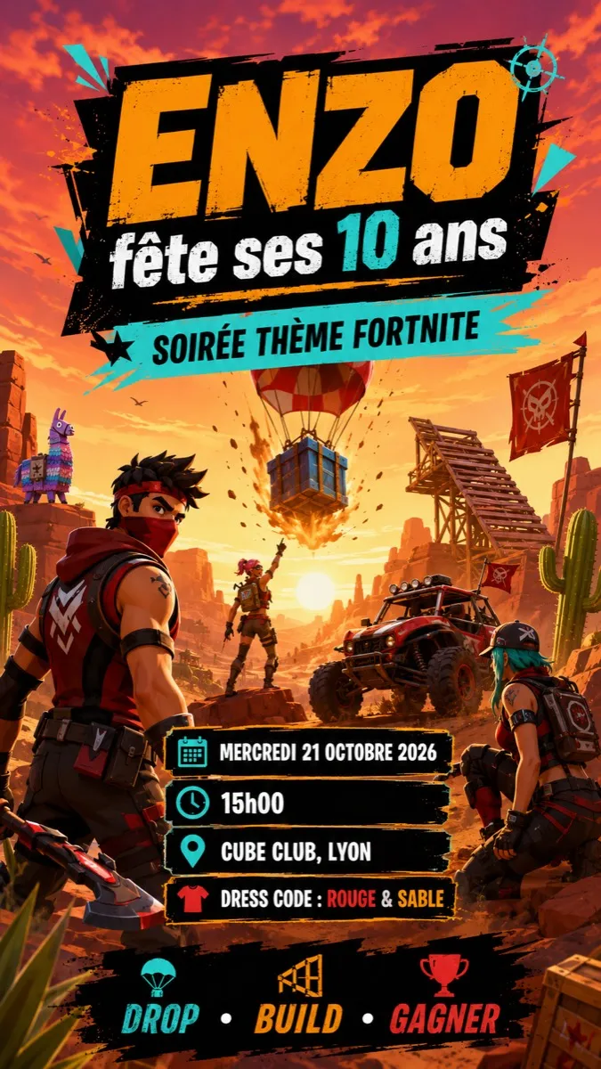 Faire-part anniversaire Canyon de Feu à personnaliser