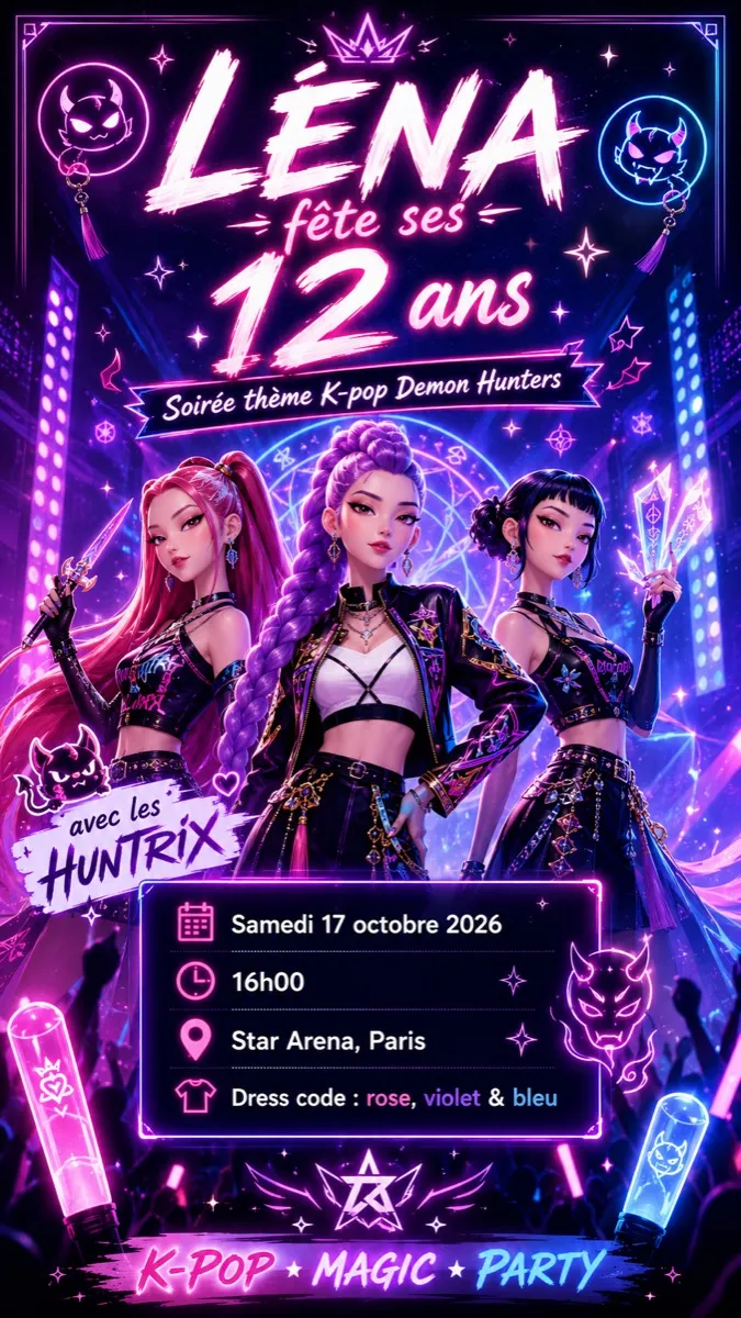 Faire-part anniversaire Lightstick à personnaliser