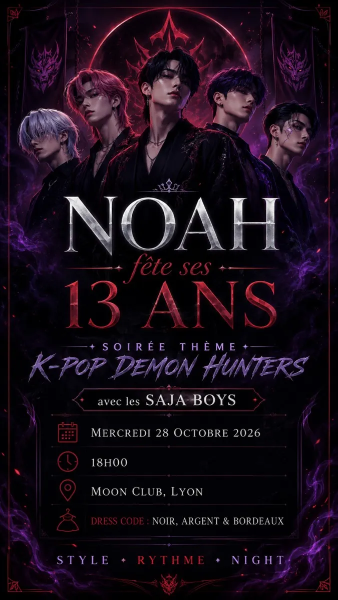 Faire-part anniversaire Velours Nocturne à personnaliser