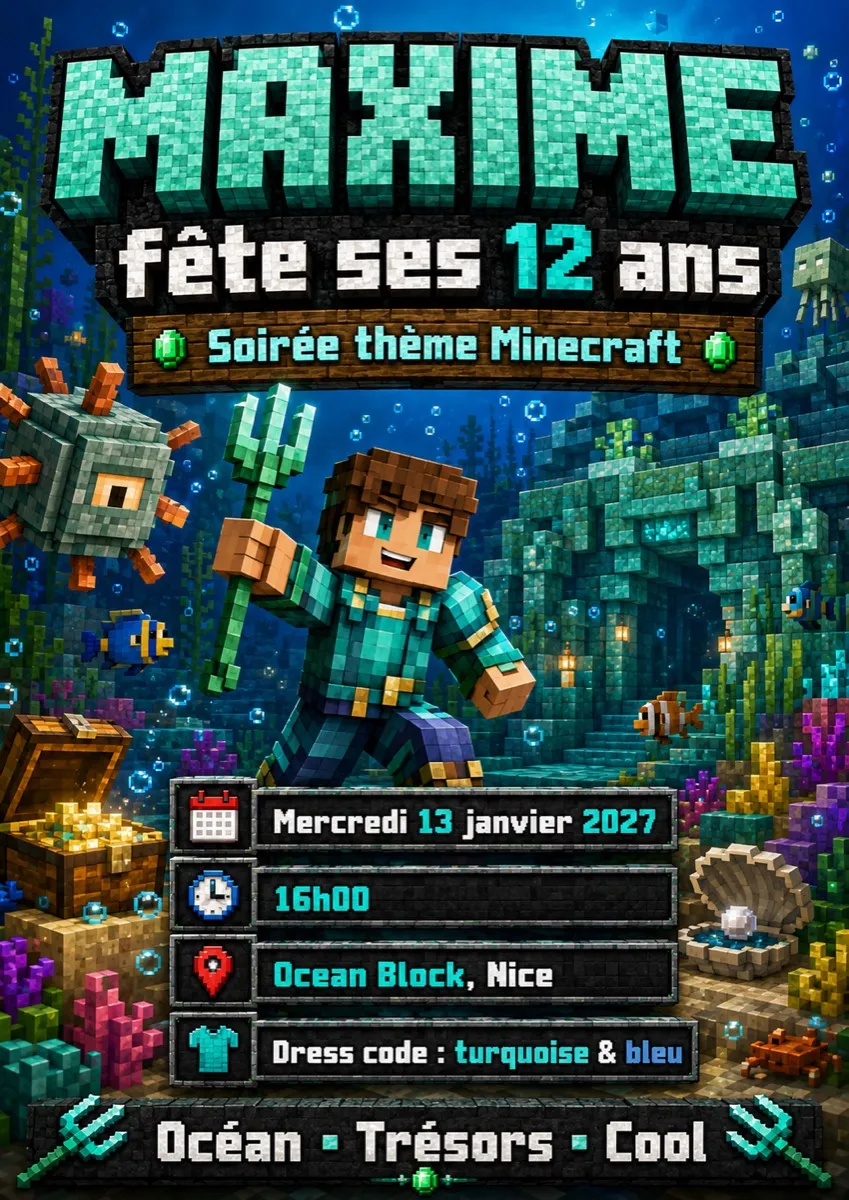 Faire-part anniversaire Trésor des Abysses à personnaliser