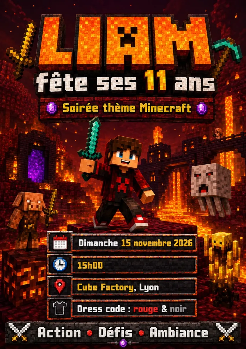 Faire-part anniversaire Cœur de Lave à personnaliser