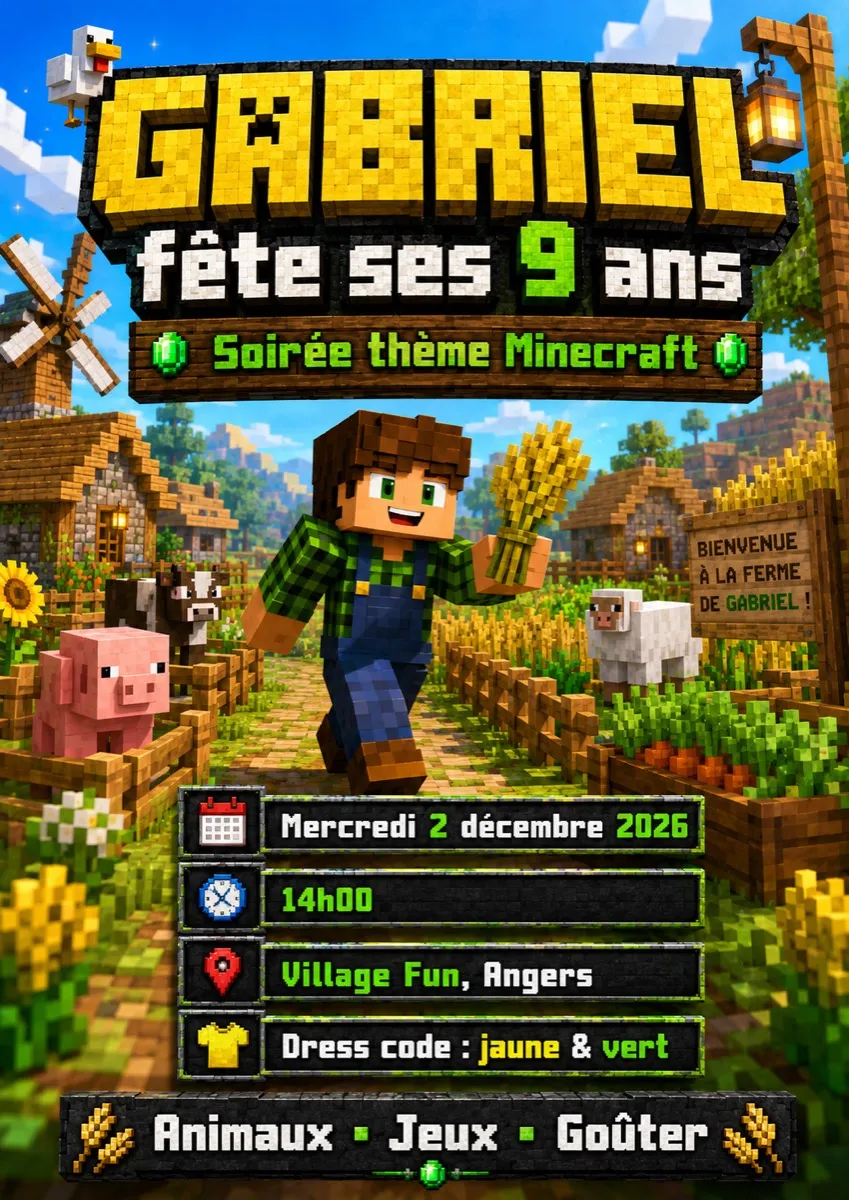 Faire-part anniversaire Moisson Dorée à personnaliser