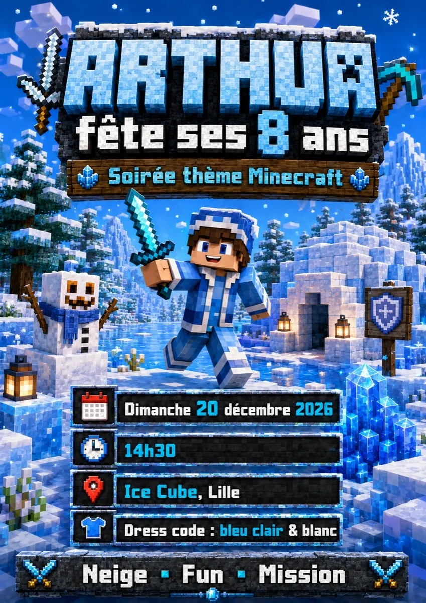 Faire-part anniversaire Neiges Éternelles à personnaliser