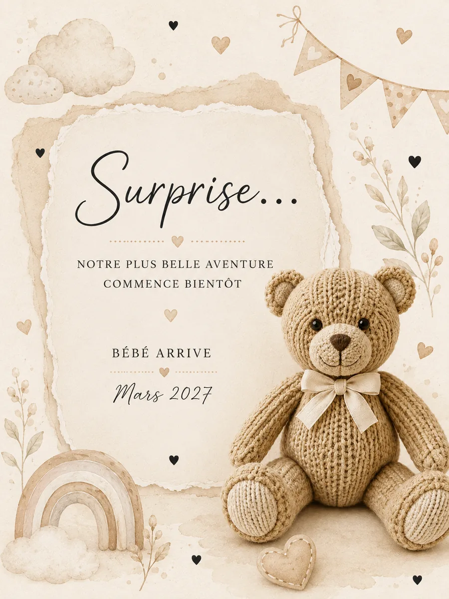 Faire-part annoncegrossesse Surprise à personnaliser