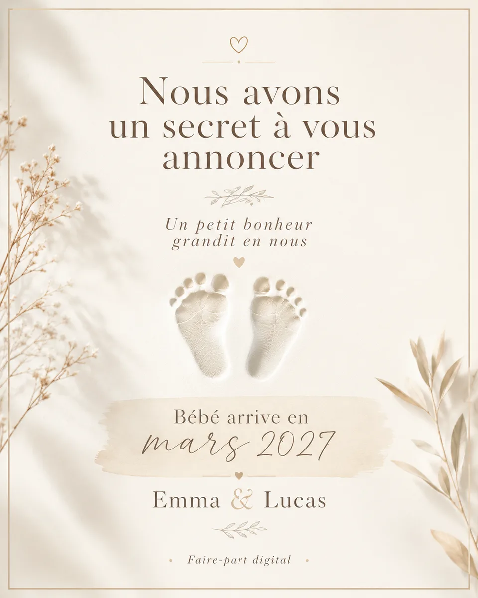 Faire-part annoncegrossesse Empreintes à personnaliser
