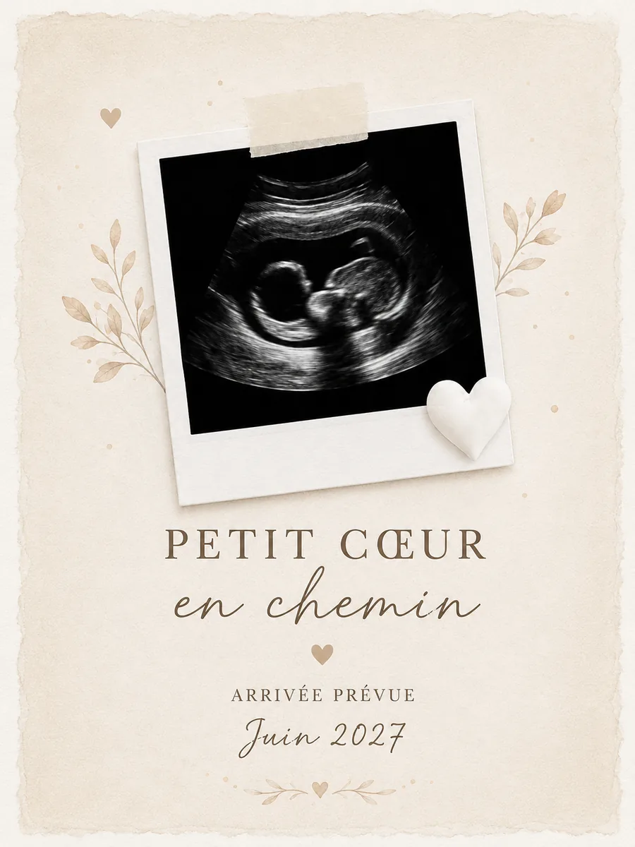 Faire-part annoncegrossesse Petit Cœur à personnaliser