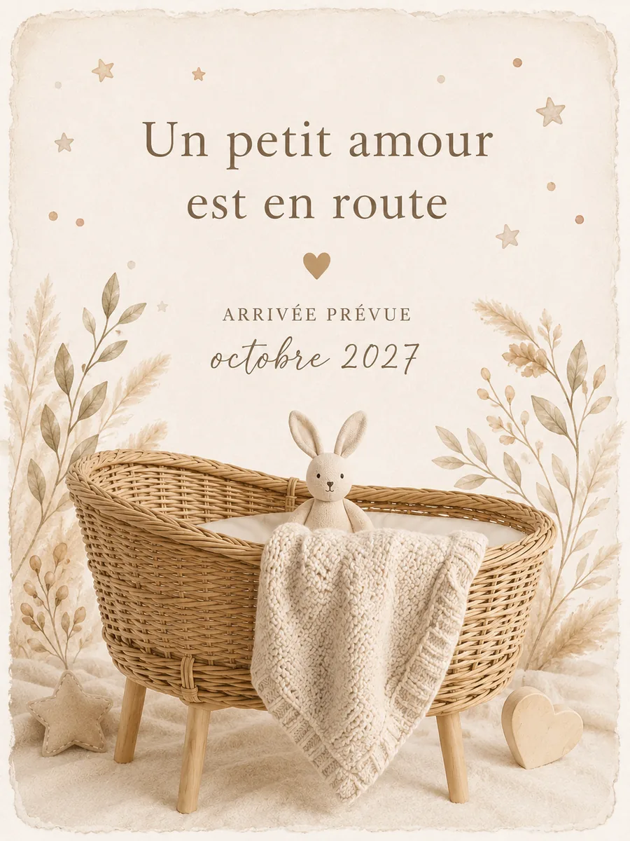 Faire-part annoncegrossesse Berceau à personnaliser