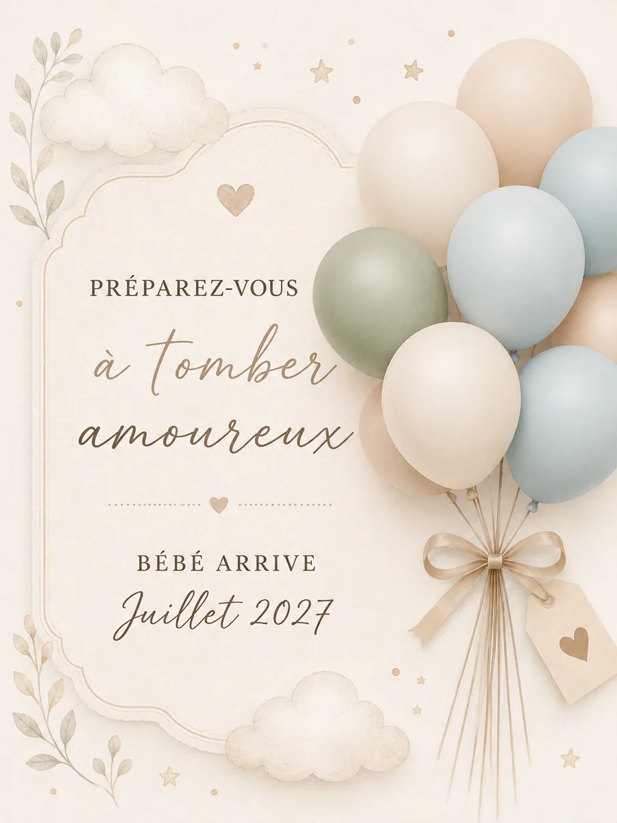 Faire-part annoncegrossesse Ballons à personnaliser