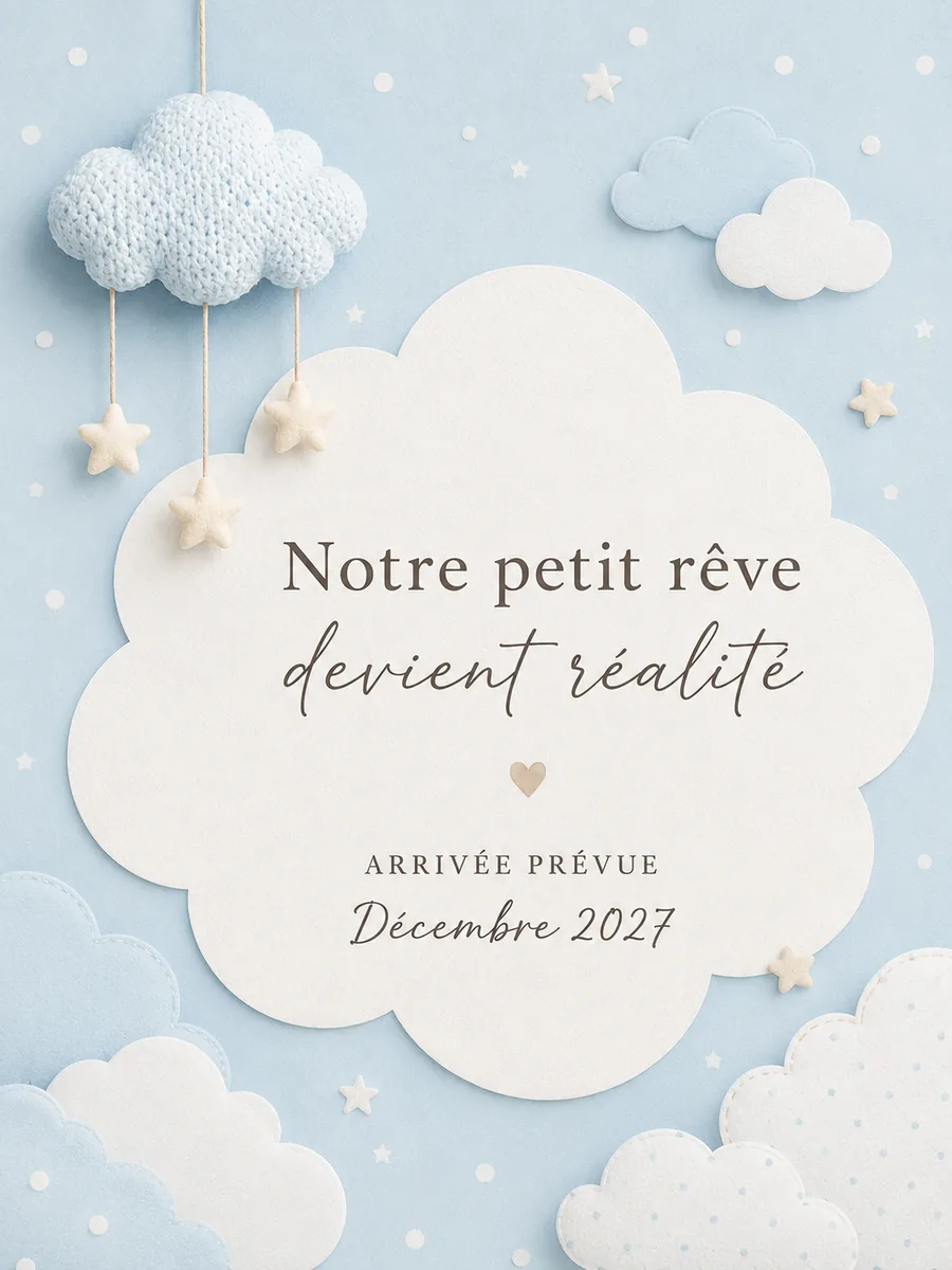 Faire-part annoncegrossesse Petit Rêve à personnaliser