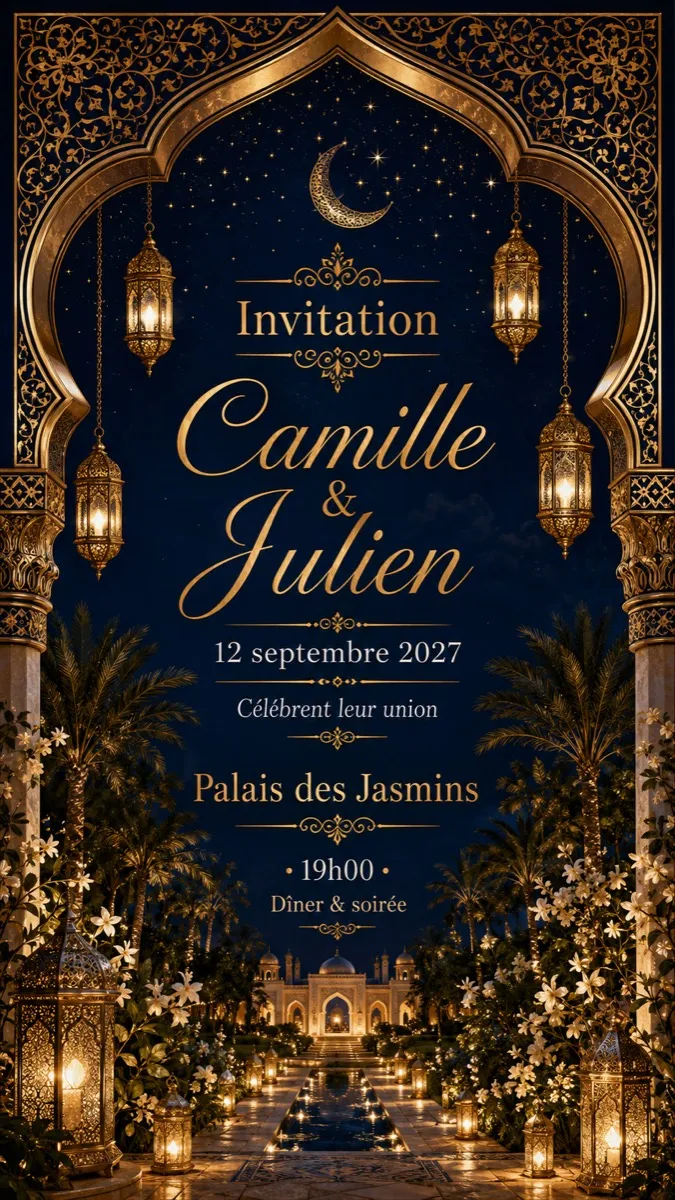 Faire-part mariage Alhambra à personnaliser