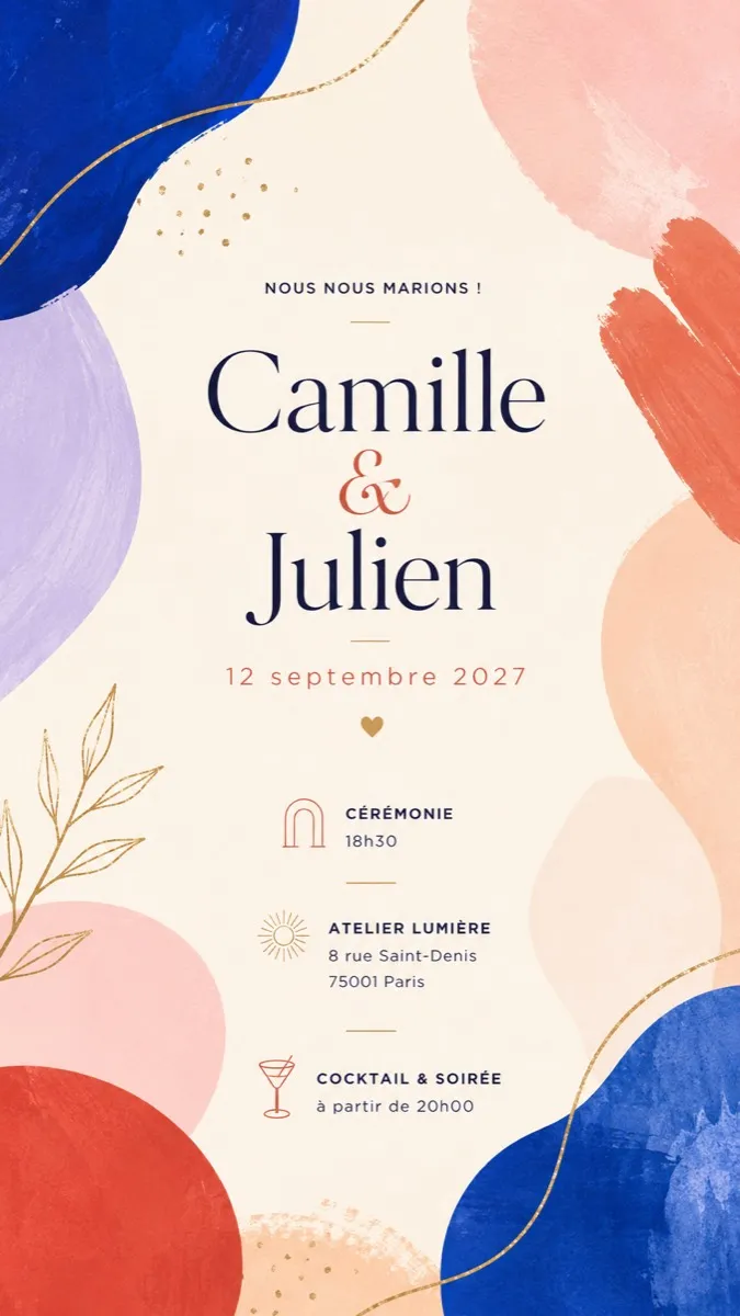 Faire-part mariage L'Atelier à personnaliser