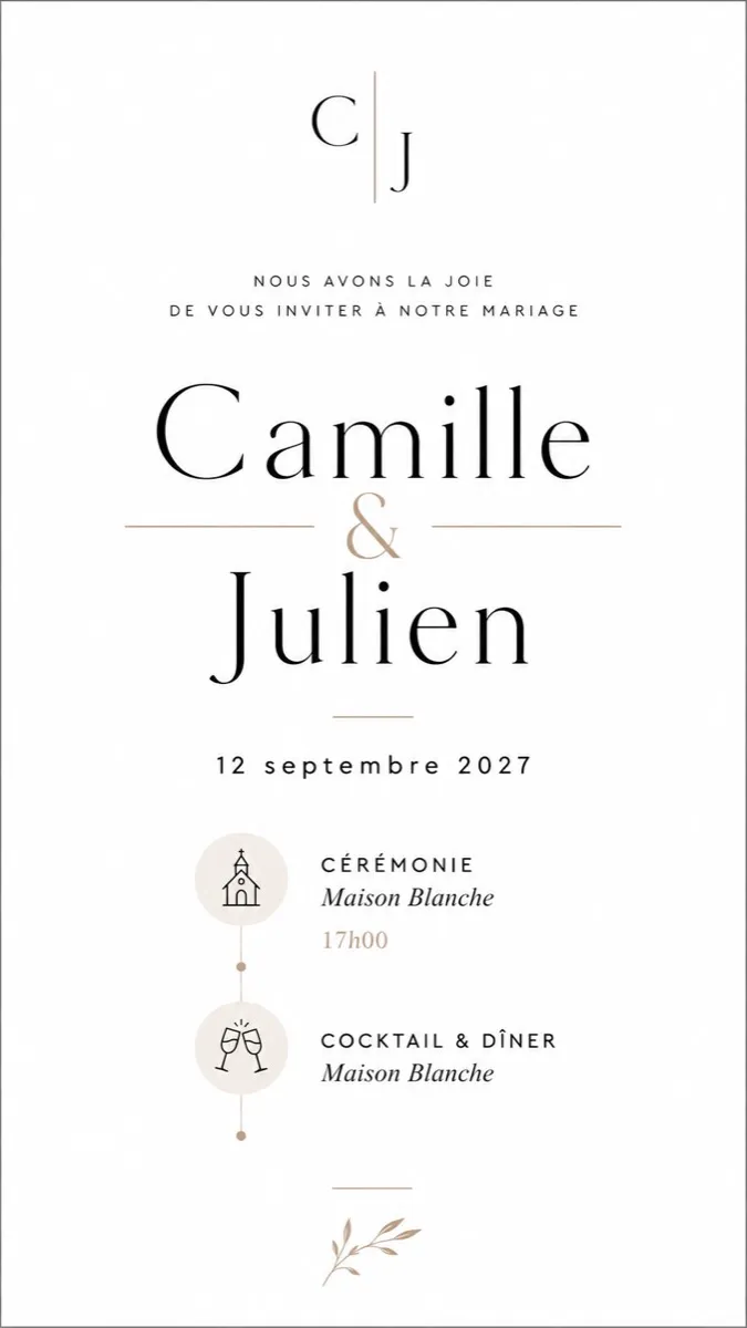 Faire-part mariage Épure à personnaliser