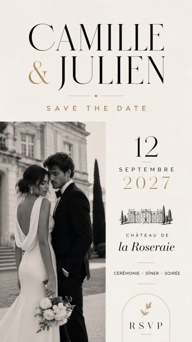 Faire-part mariage Clair-Obscur à personnaliser