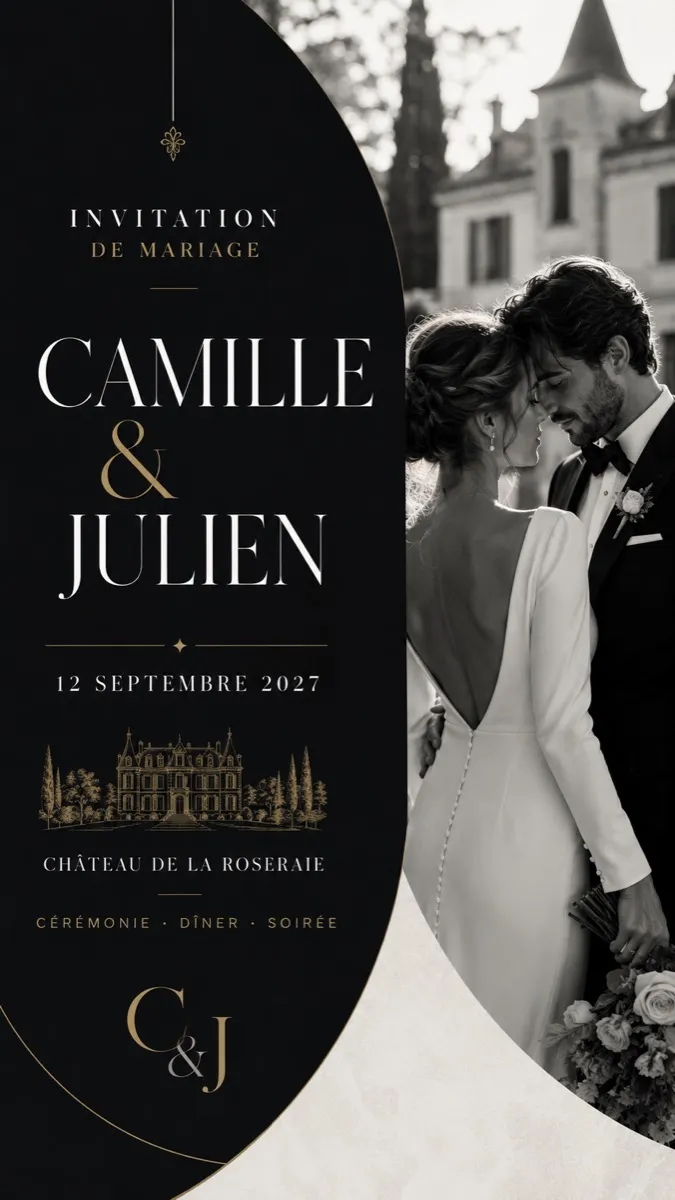 Faire-part mariage Ébène à personnaliser