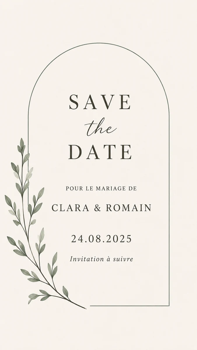 Faire-part mariage Rameau à personnaliser