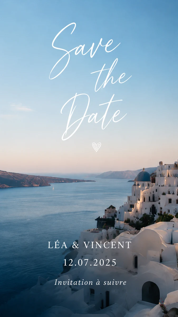 Faire-part mariage Cyclades à personnaliser
