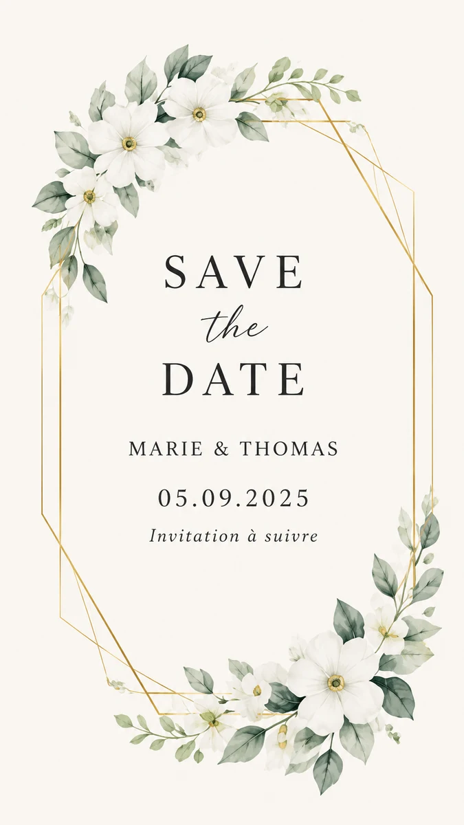 Faire-part mariage Anémone à personnaliser