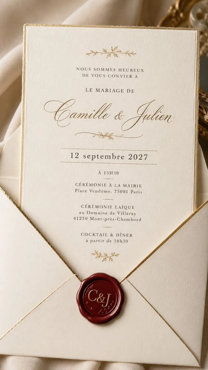 Faire-part mariage Sceau d'Ivoire à personnaliser
